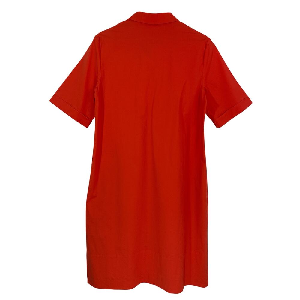 PESERICO Red Orange Shirt Dress Made in Italy Cotton Stretch Pocket IT 46 US 10 - Picture 3 of 13
